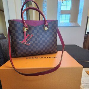 Authentic Louis Vuitton (Red and Brown) Damier Ebene Canvas LV Riverside Tote